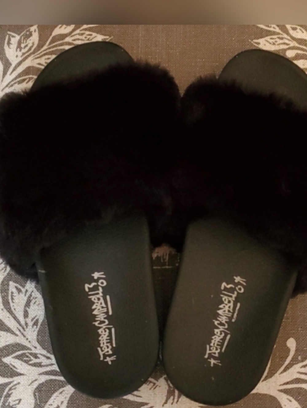 Jeffrey Campbell Black Faux Fur Slide Sandals